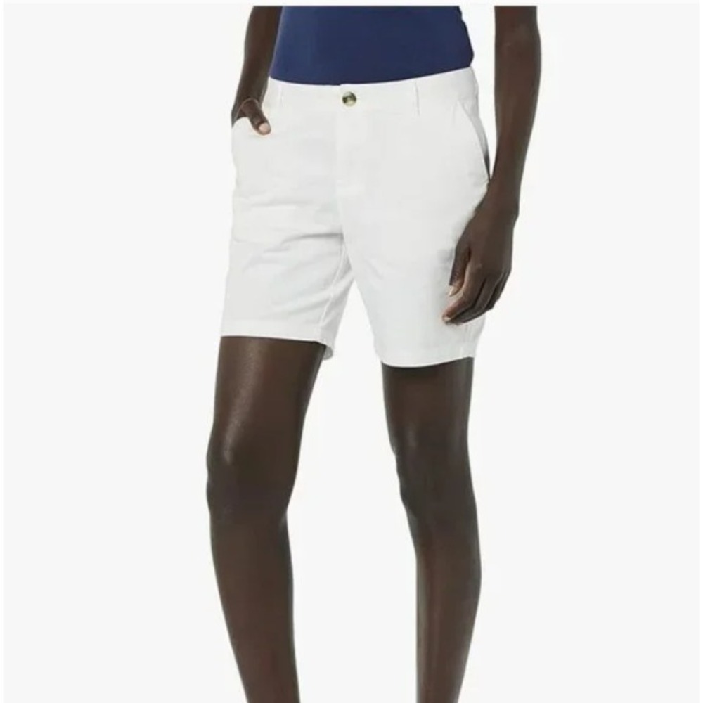Amazon Essentials White Cotton Shorts Chino Flat Front Preppy Size 4
